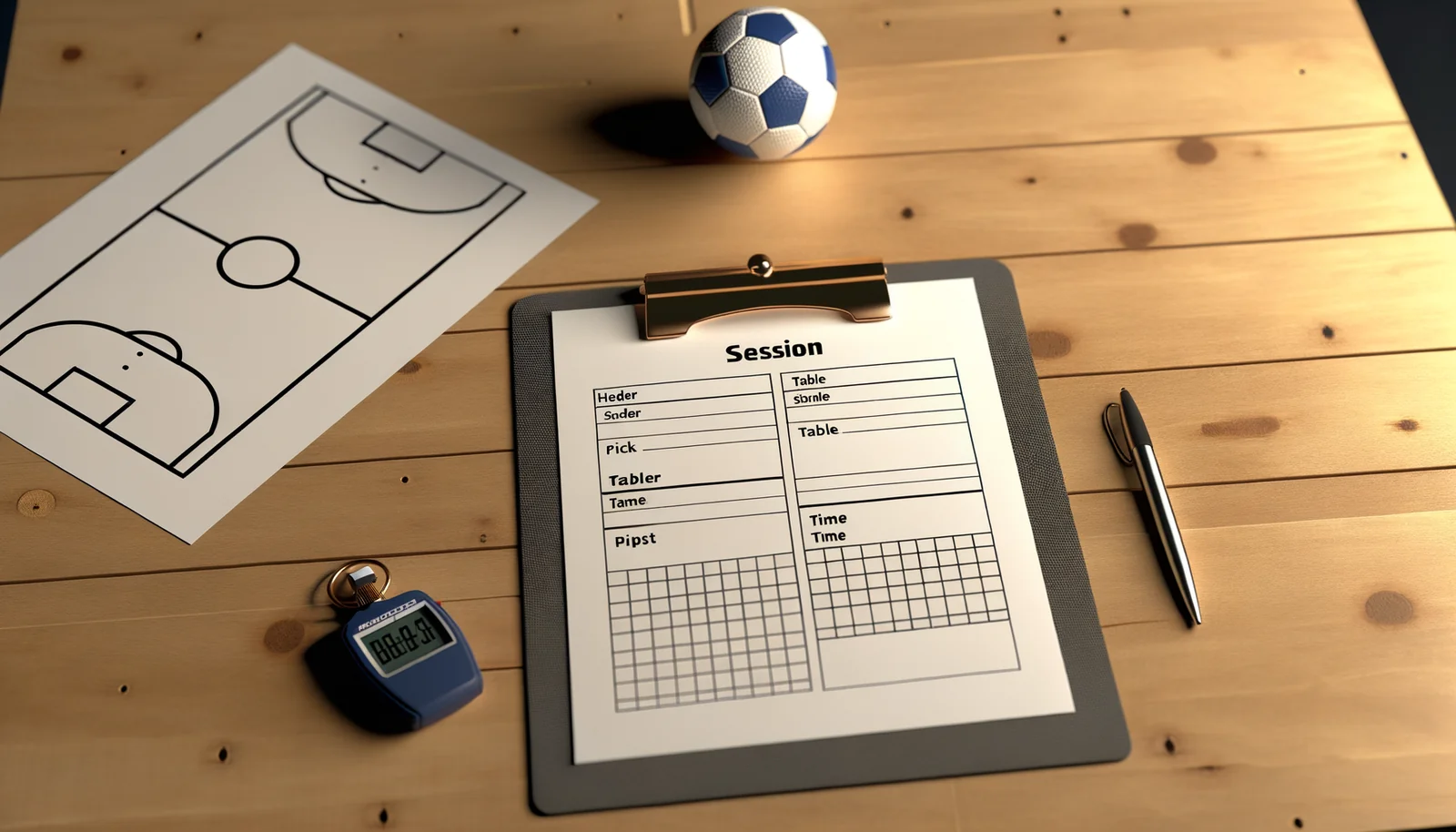 Fiche de séance handball vierge sur un clipboard